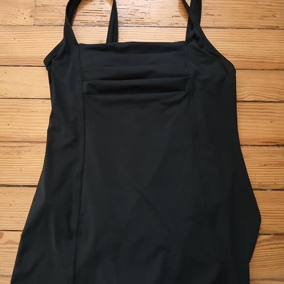 Calvin Klein Black Ruched Tank Skirted Swimdress Super Cute NWOT Sz 4 - Picture 2 of 7